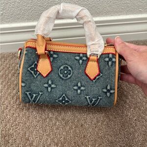 Denim Mini Bag with Tan Trim NEW